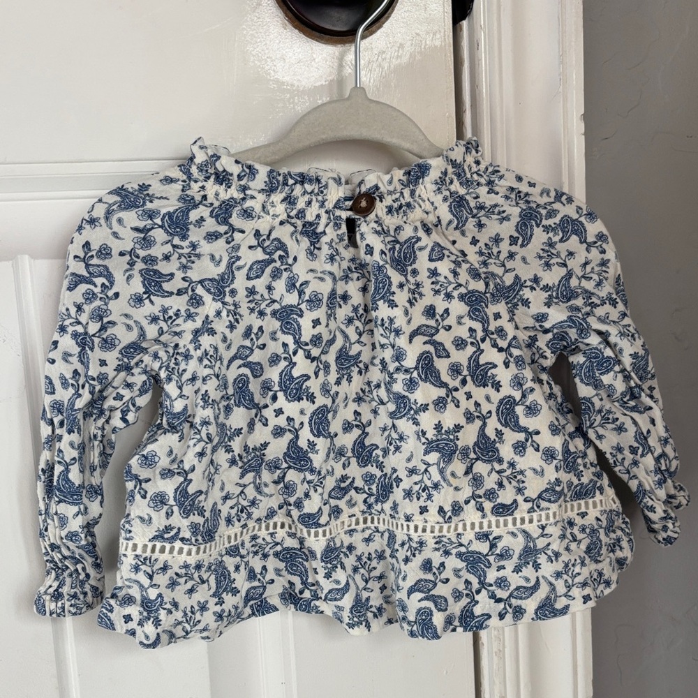 Old Navy Paisley Blue and White Baby Girl Top